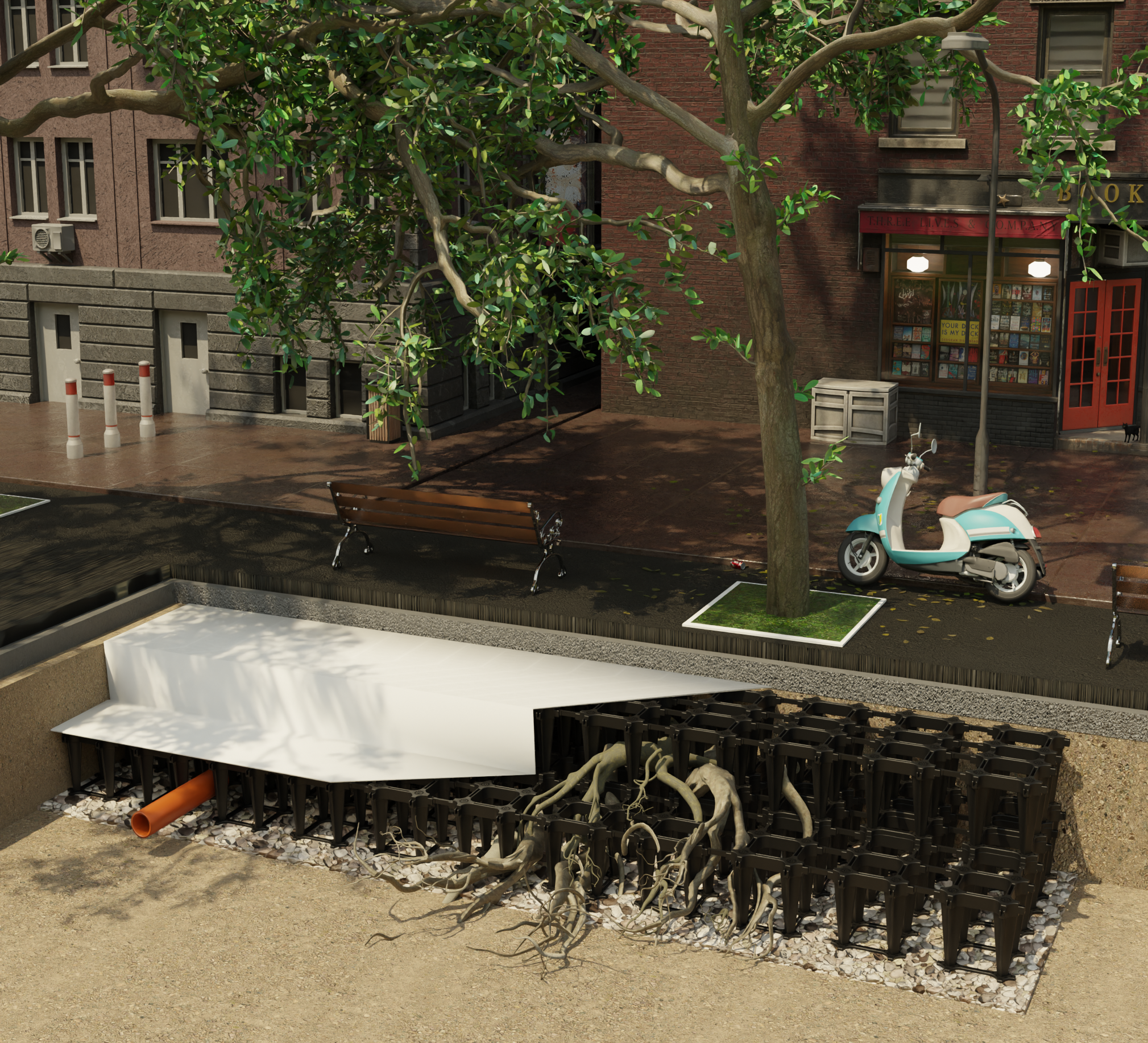 Casa 4 Sistema di radici degli alberi urbani - Soil Cells Vault - SISTEMA DI GESTIONE SOSTENIBILE DELLE CELLULE DEL TERRENO - YD StormVault®
