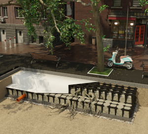 Urban Tree Root System-Soil Cells Vault -SUTAINABLE ROOT BOX SOIL CELLS MANAGEMENT SYSTEM- YD StormVault®