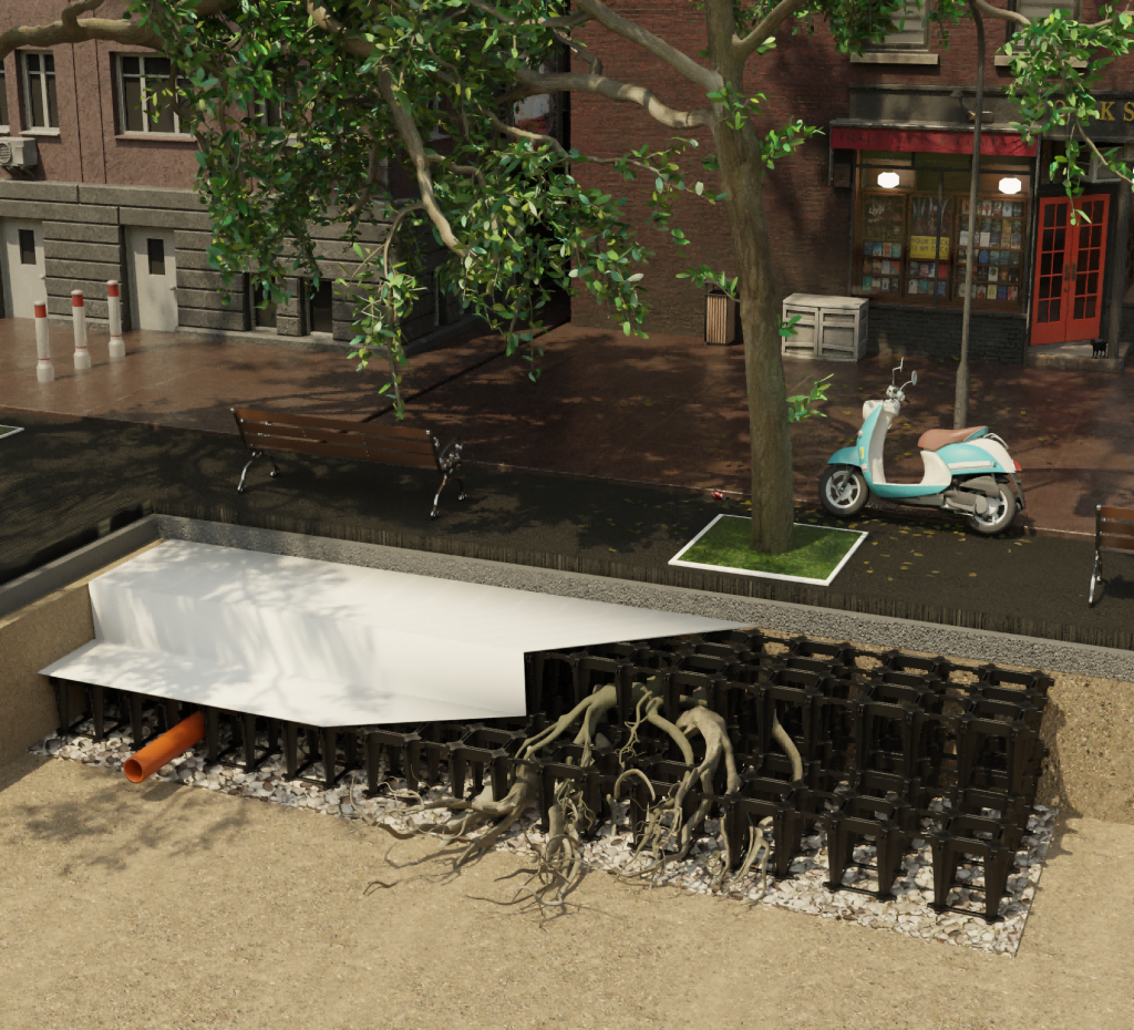 Urban Tree Root System-Soil Cells Vault -SUTAINABLE ROOT BOX SOIL CELLS MANAGEMENT SYSTEM- YD StormVault® (2)(1)