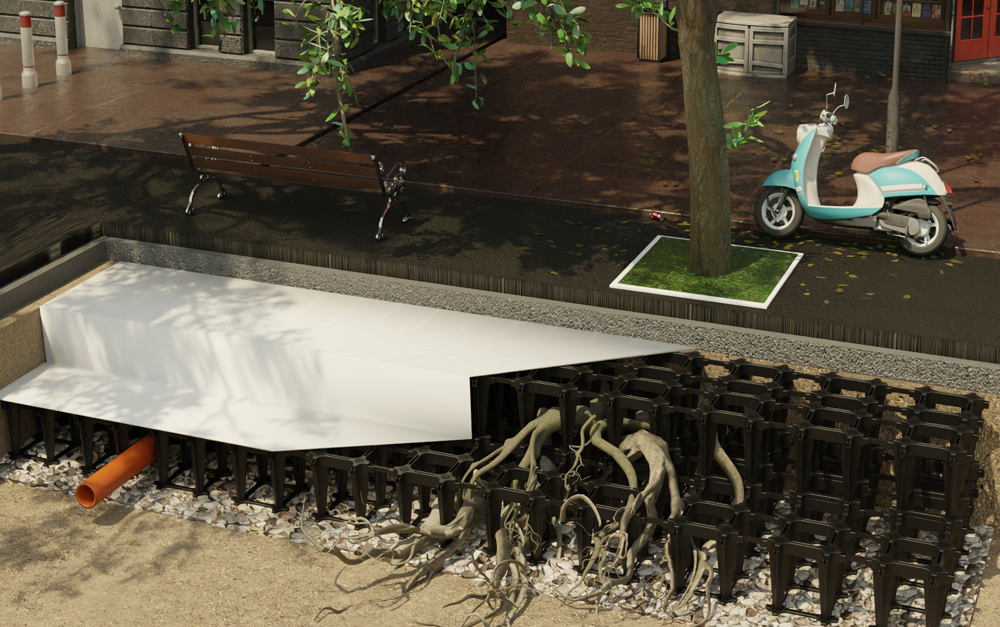 Urban Tree Root System-Soil Cells Vault -SUTAINABLE ROOT BOX SOIL CELLS MANAGEMENT SYSTEM- YD StormVault®