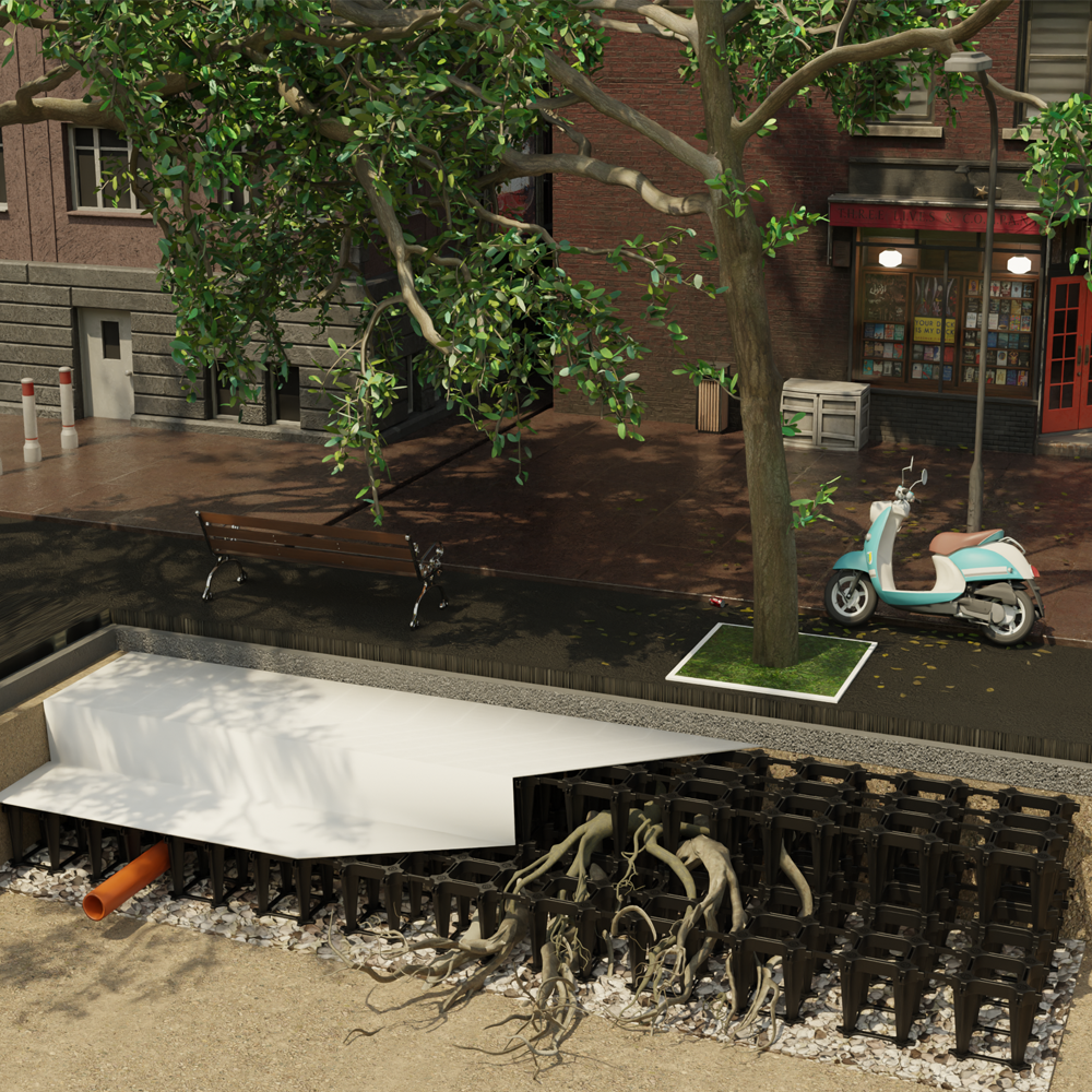 الصفحة الرئيسية 4 Urban Tree Root System-Soil Cells Vault -SUTAINABLE ROOT BOX SOIL CELLS MANAGEMENT SYSTEM- YD StormVault®
