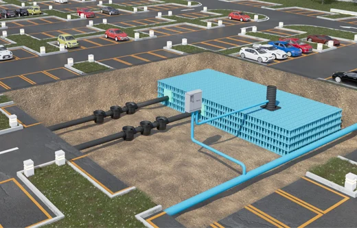 Underground rainwater attenuation system Yude’s YD StormBreaker® modular crates