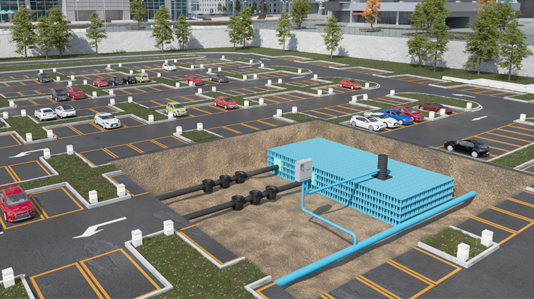 Underground rainwater attenuation system Yude’s YD StormBreaker® modular crates